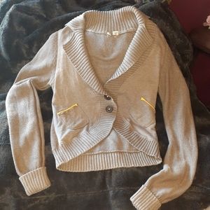 MOTH brand taupe with yellow sweater
